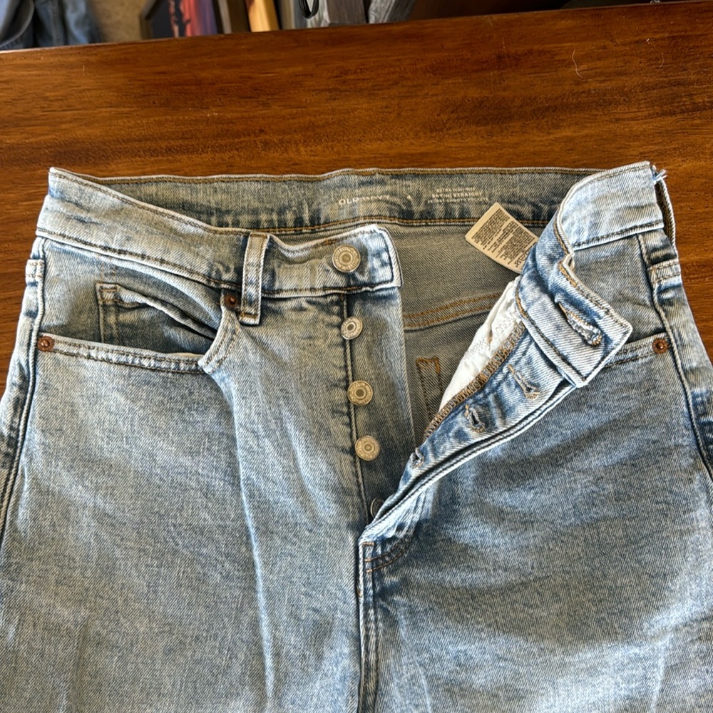Straight leg light wash jeans